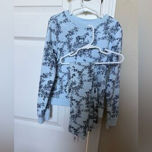 Janie and Jack Floral Toile Horse set sweater sweatshirt and leggings Outfit 7